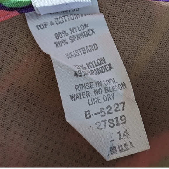 La Blanca Vintage 90s High Cut Neon Bikini Set Size 14 - Picture 6 of 7